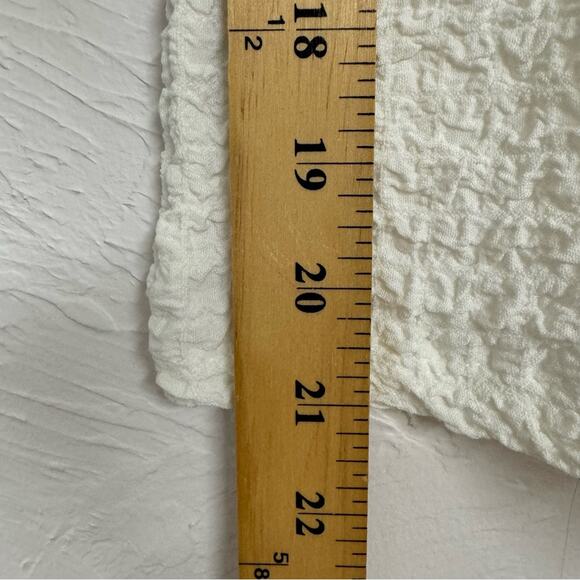 Anthropologie Maeve White Puff Sleeve Boho Blouse Womens L Peasant Crepe Shirt - Picture 3 of 9